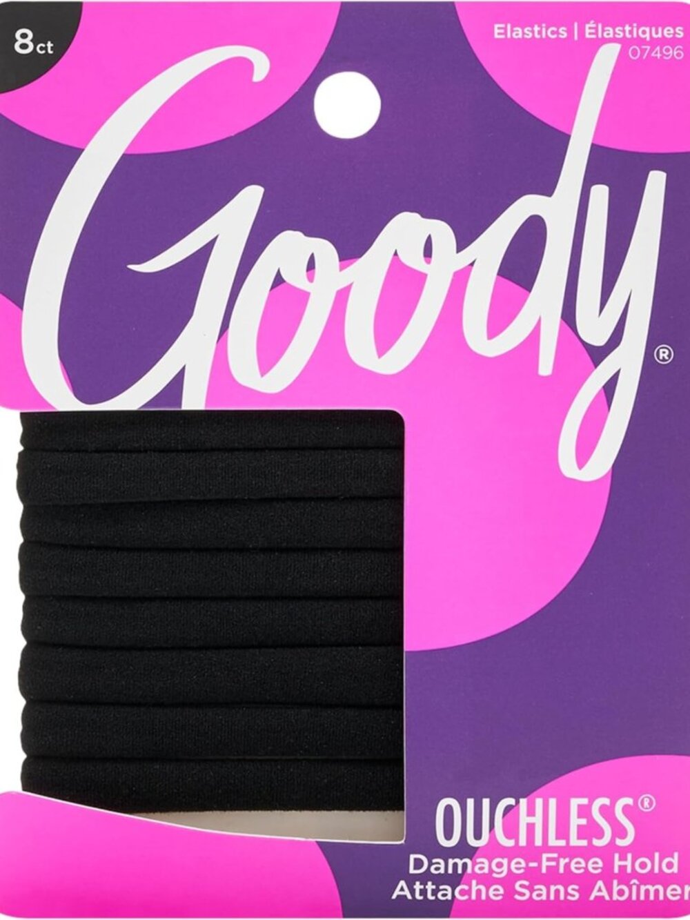 Damage-Free Seamless Hair Elastics, 8 Ct - Black, No Snag Gentle Hold Ties for
